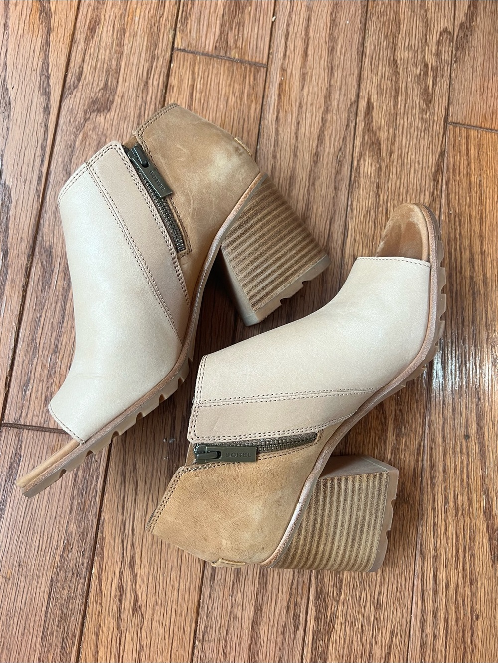 Sorel Beige Peep Top Anke 3in Heel Sz 9 - Picture 6 of 9